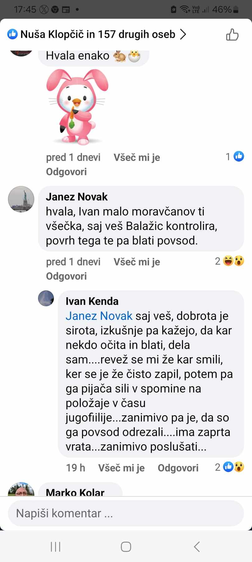 IVAN KENDA ZAPISAL, DA SE JE ŽUPAN MORAVČ MILAN BALAŽIC ŽE ČISTO ZAPIL….